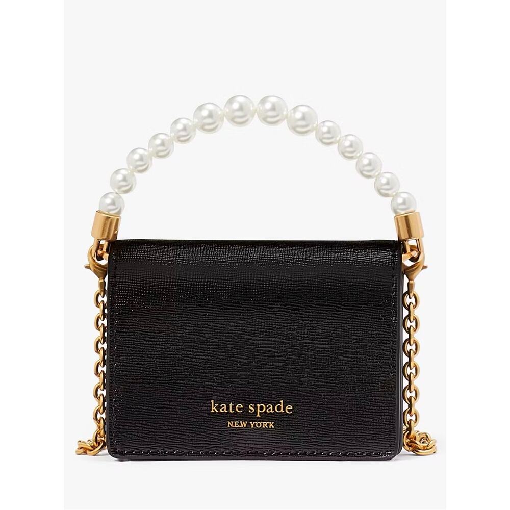kate spade Black Pearl-Handle Mini Crossbody with Gold Chain - Picture 3 of 7